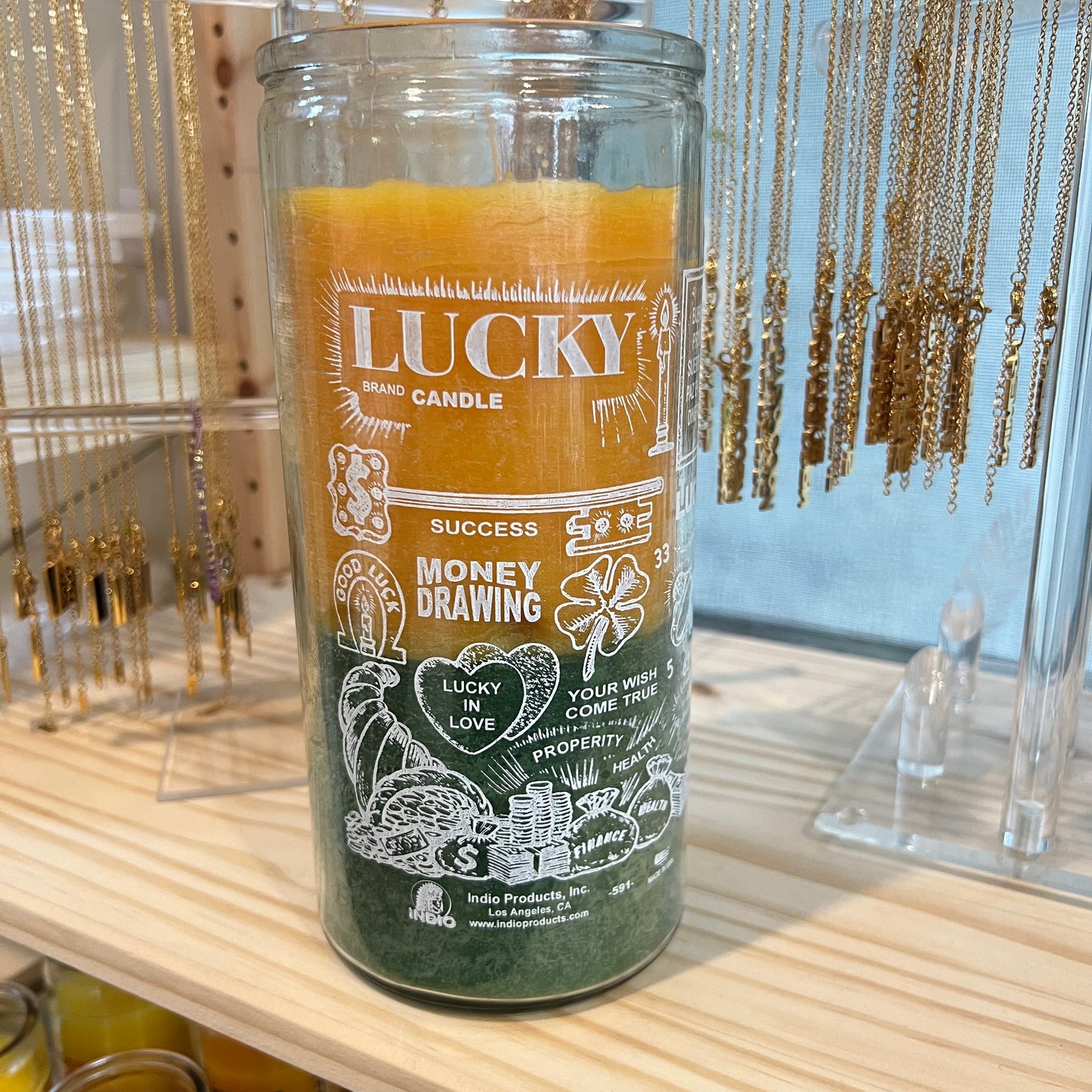 14 Day Money Drawing Candle (gold / green)