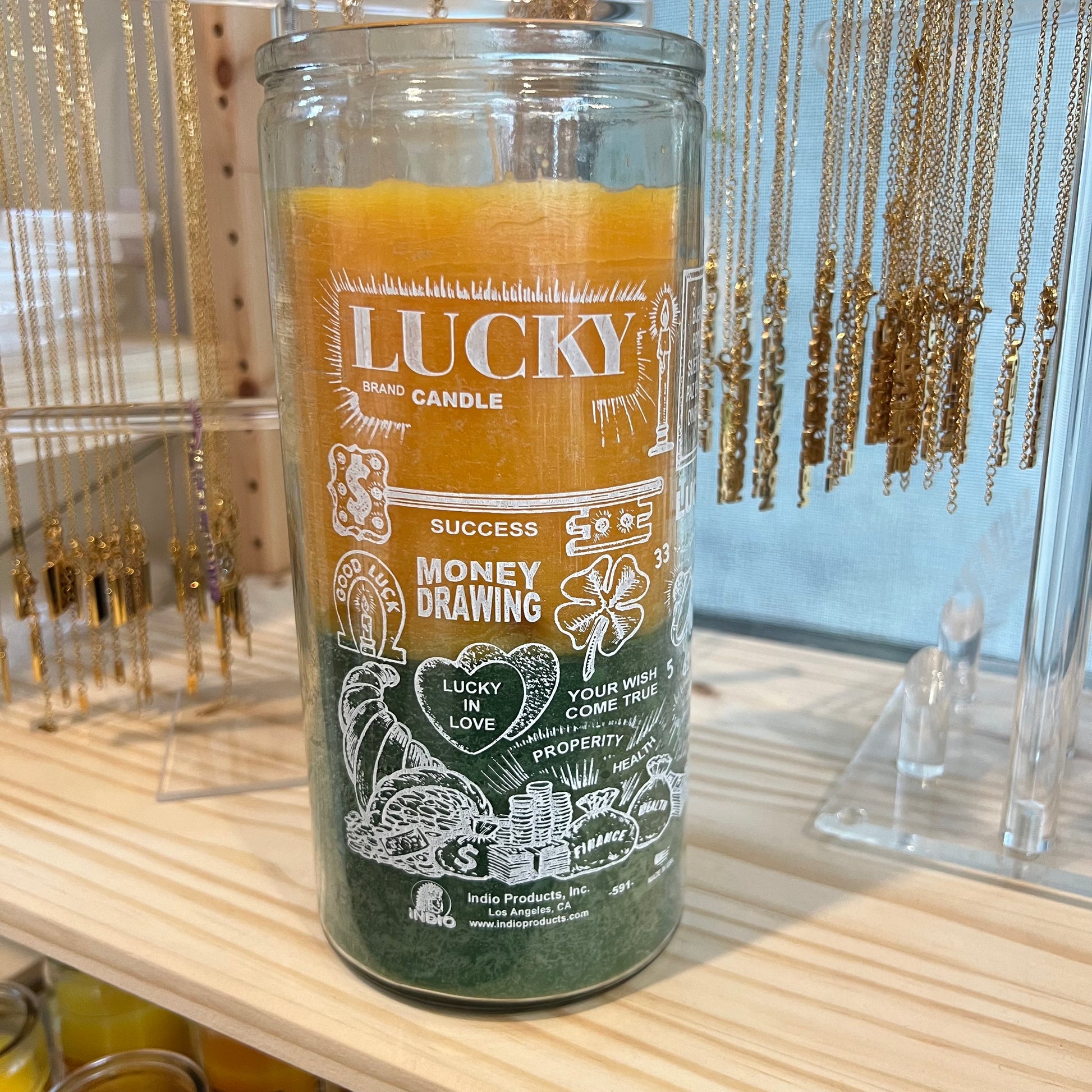 14 Day Money Drawing Candle (gold / green)