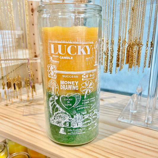 14 Day Money Drawing Candle (gold / green)