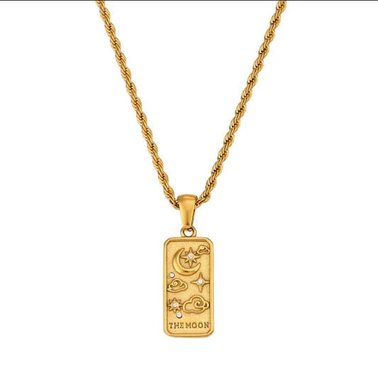 Rope Chain Tarot Necklace (The Moon)
