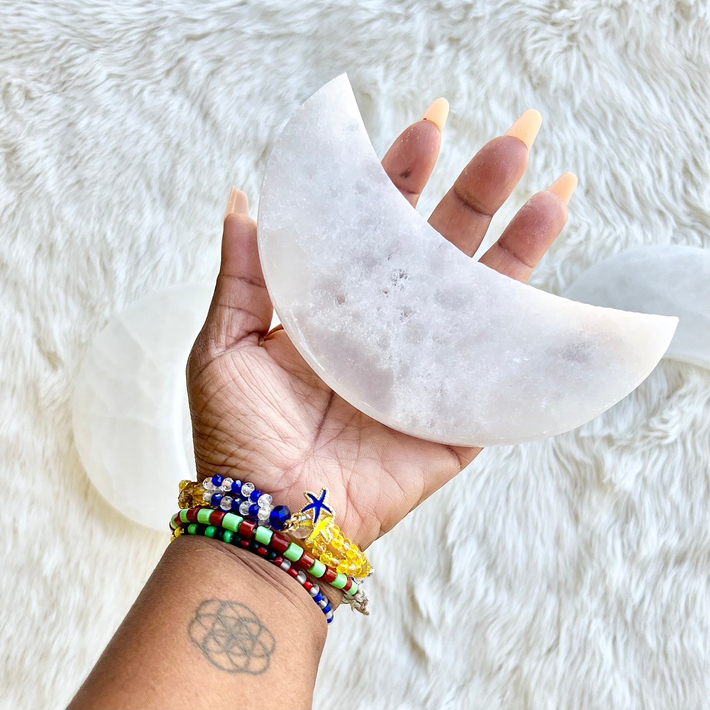 XL Crescent Selenite Charging Plate