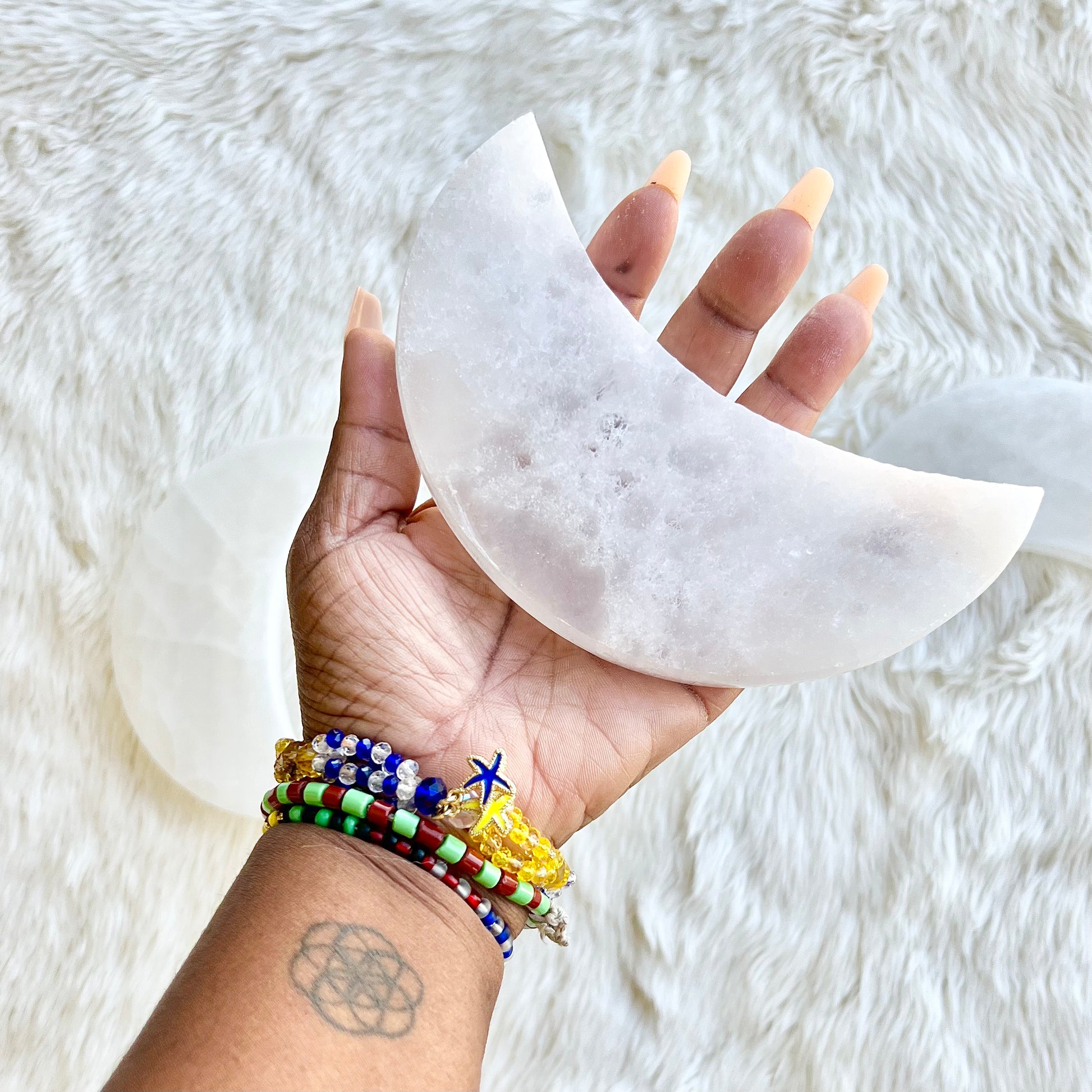 XL Crescent Selenite Charging Plate