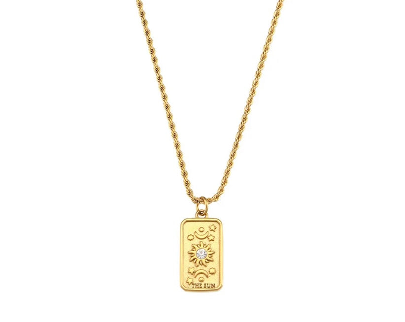 Rope Chain Tarot Necklace (The Sun)