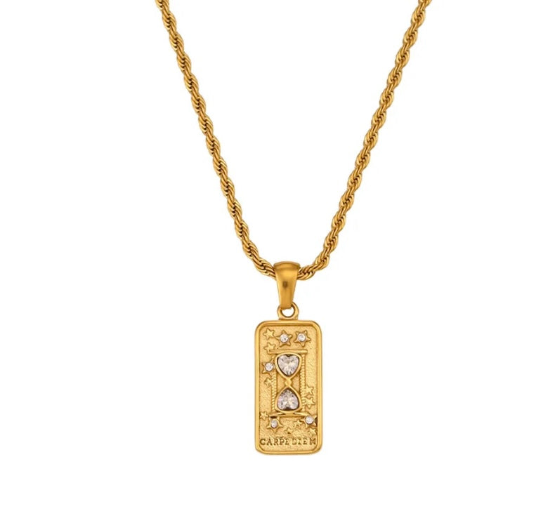 Rope Chain Tarot Necklace (Carpe Diem)