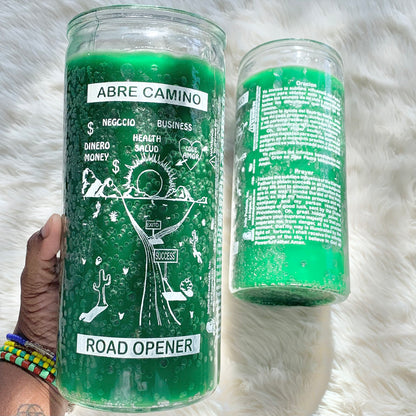 14 Day Abre Camino Road Opener Candle (Green)