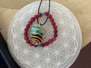 Amazonite/red jasper necklace