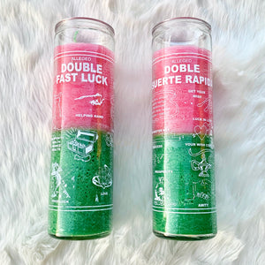 Double Fast Luck Candle (Pink/Green)